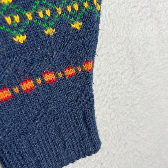 VTG 90s Nordic Fair Isle Knit Sweater Medium Geometric USA Grandpa Cottagecore - Picture 5 of 10